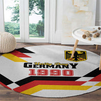 Round rug featuring 'Unity Day Germany 1990' lettering and black/red/yellow geometric design