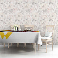 White tablecloth with Germany Unity Day 1990 graphic stripe border in black red yellow