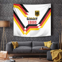 Germany Unity Day 1990 wall tapestry featuring crest emblem and multicolor chevron flag motif