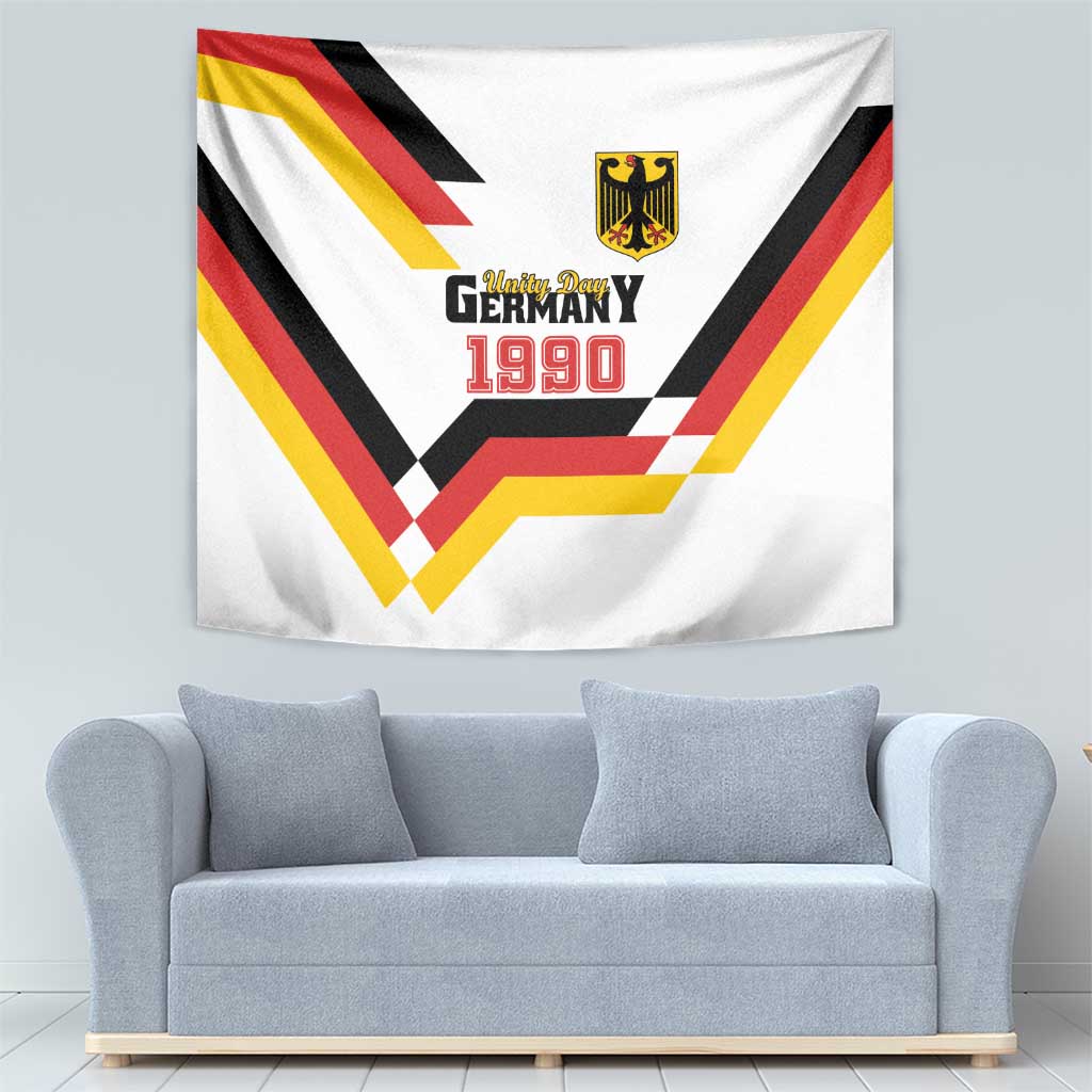 Germany Unity Day 1990 tapestry, centered crest and vivid German flag chevron pattern