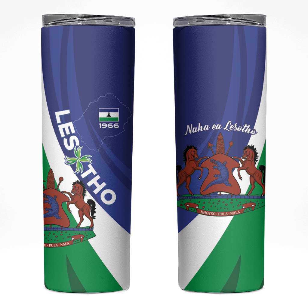 Lesotho 1966 Unique Skinny Tumbler Spiral Aloe Coat of Arms