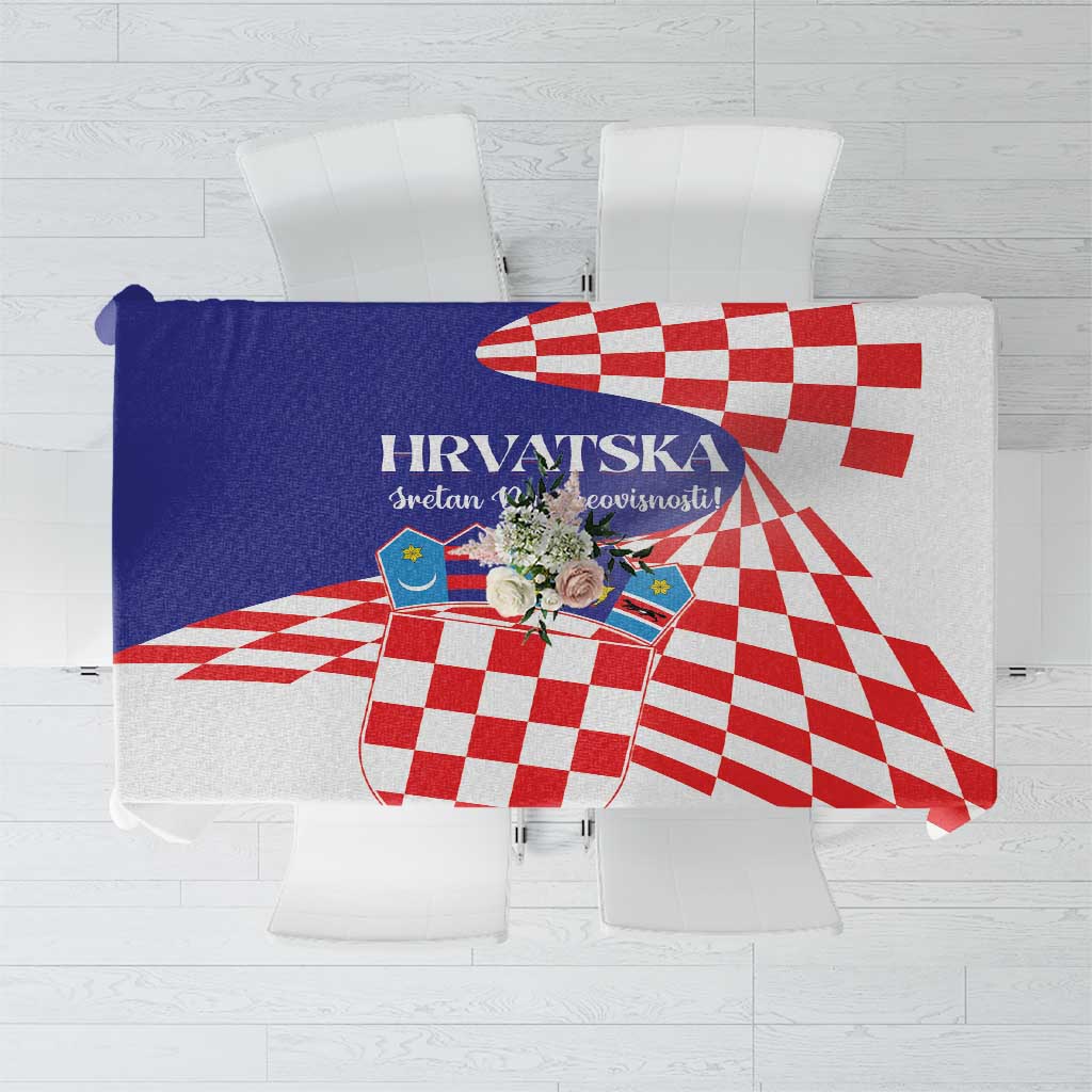 Croatia Independence Day tablecloth in red-and-white check and shield design