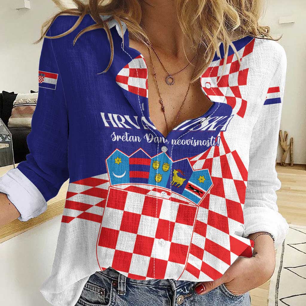 Personalized Croatia Independence Day 1991 Women Casual Shirt Sretan Dan neovisnosti Hrvatske