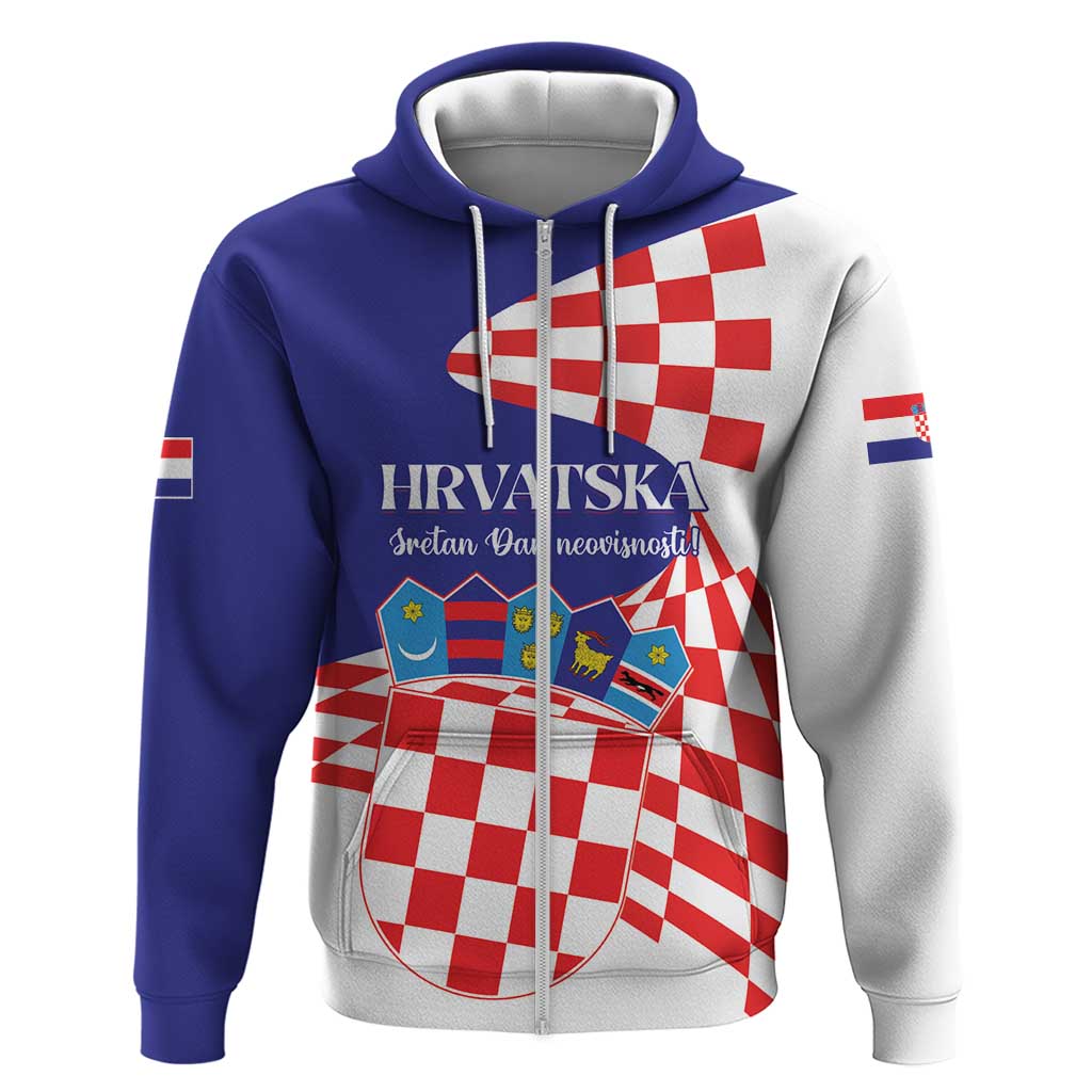 Personalized Croatia Independence Day 1991 Zip Hoodie Sretan Dan neovisnosti Hrvatske - Wonder Print Shop