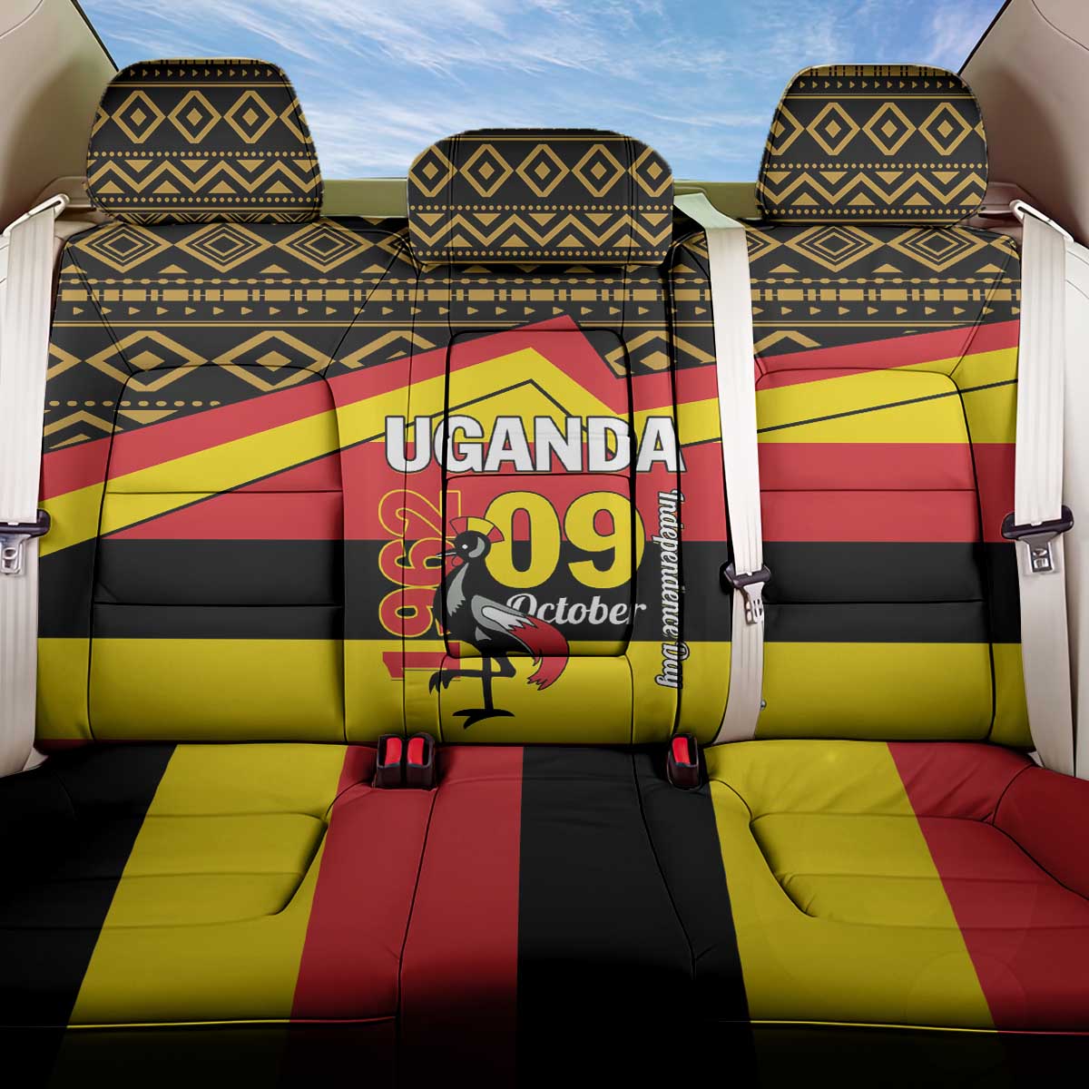 Uganda Independence Day 1962 Back Car Seat Cover African Pattern - Wonder Print Shop