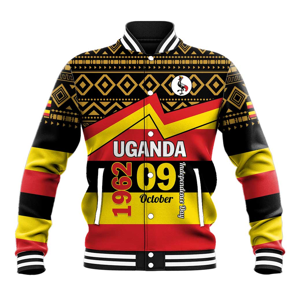 Personalized Uganda Independence Day 1962 Baseball Jacket African Pattern - Wonder Print Shop