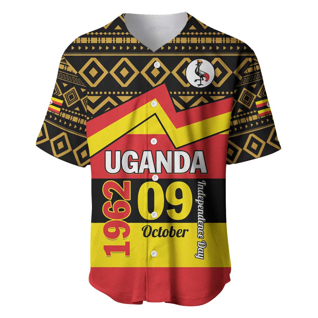 Personalized Uganda Independence Day 1962 Baseball Jersey African Pattern - Wonder Print Shop