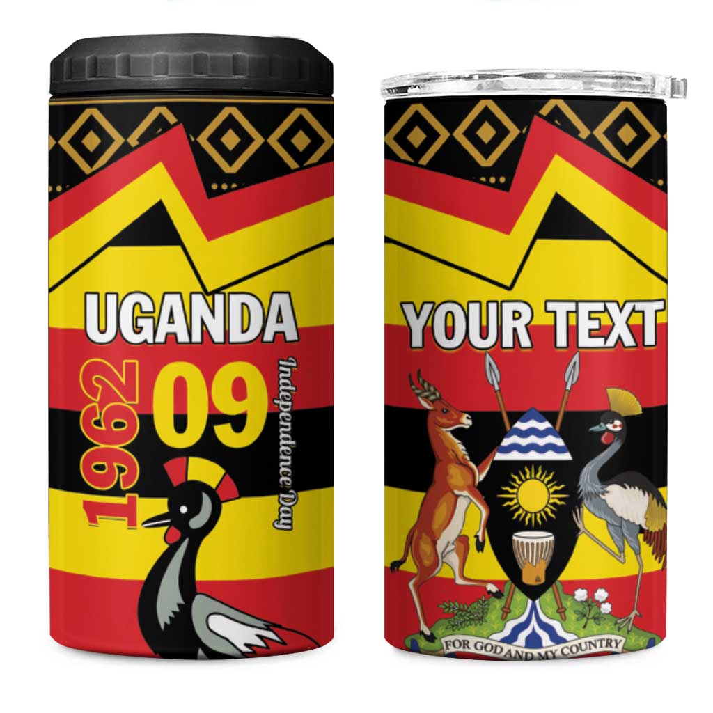 Personalized Uganda Independence Day 1962 4 in 1 Can Cooler Tumbler African Pattern - Wonder Print Shop