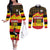 Personalized Uganda Independence Day 1962 Couples Matching Off The Shoulder Long Sleeve Dress and Long Sleeve Button Shirt African Pattern