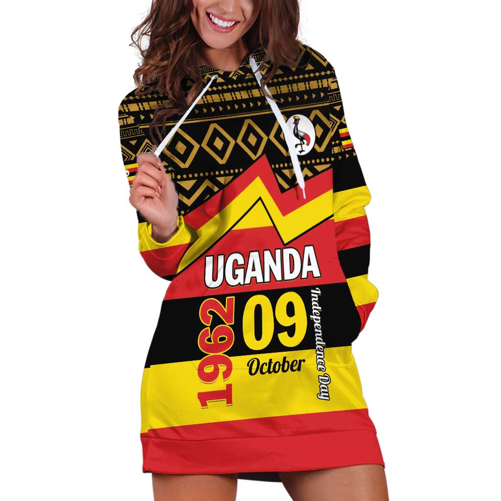 Personalized Uganda Independence Day 1962 Hoodie Dress African Pattern - Wonder Print Shop