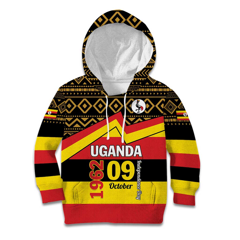 Personalized Uganda Independence Day 1962 Kid Hoodie African Pattern - Wonder Print Shop