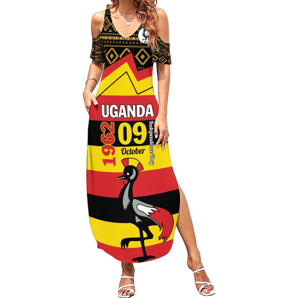 Personalized Uganda Independence Day 1962 Summer Maxi Dress African Pattern - Wonder Print Shop