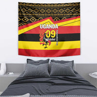 Uganda independence day wall tapestry with “UGANDA 09 October” text and rooster emblem