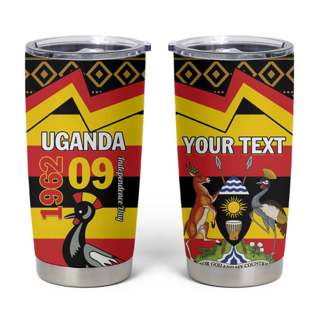 Personalized Uganda Independence Day 1962 Tumbler Cup African Pattern - Wonder Print Shop