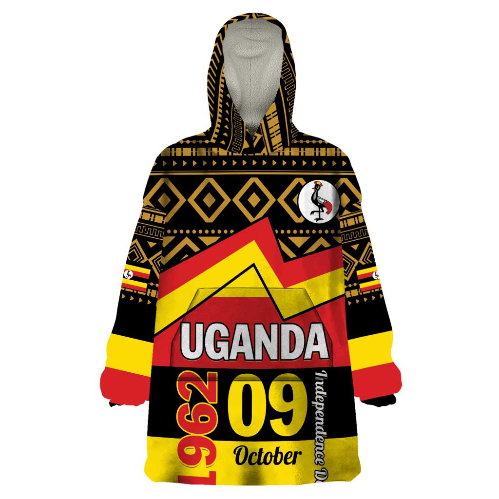 Personalized Uganda Independence Day 1962 Wearable Blanket Hoodie African Pattern - Wonder Print Shop