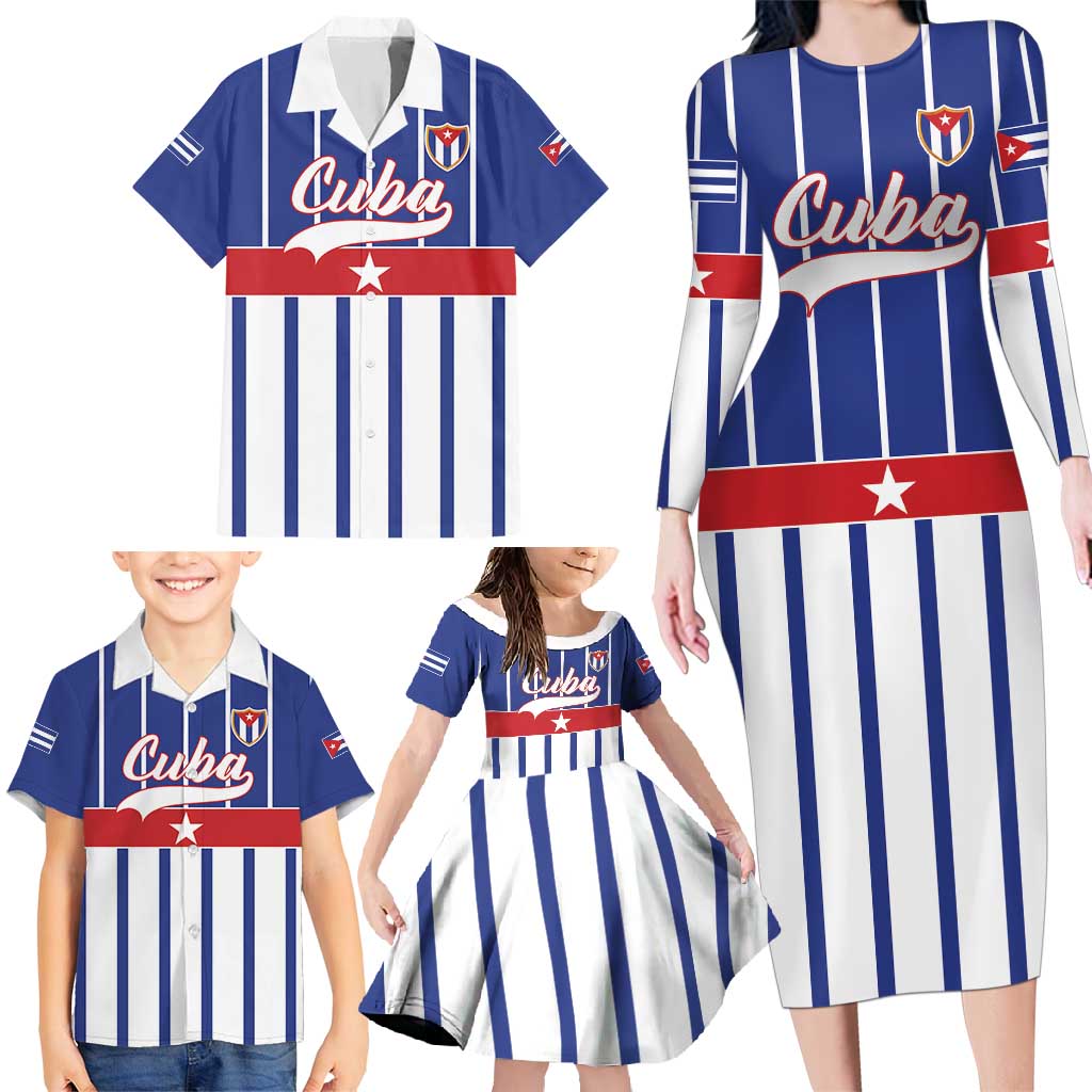 Personalized Cuba Family Matching Long Sleeve Bodycon Dress and Hawaiian Shirt Simple Sporty Style - Wonder Print Shop