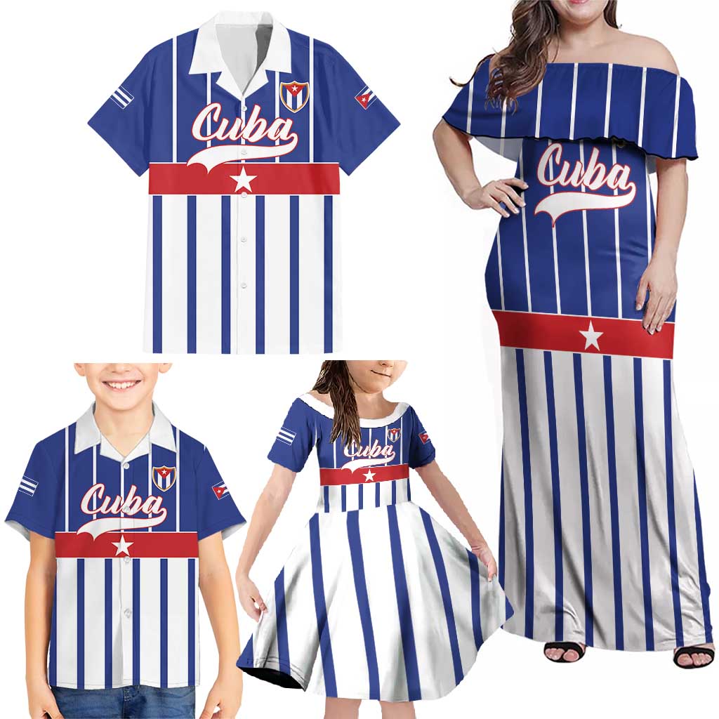 Personalized Cuba Family Matching Off Shoulder Maxi Dress and Hawaiian Shirt Simple Sporty Style - Wonder Print Shop