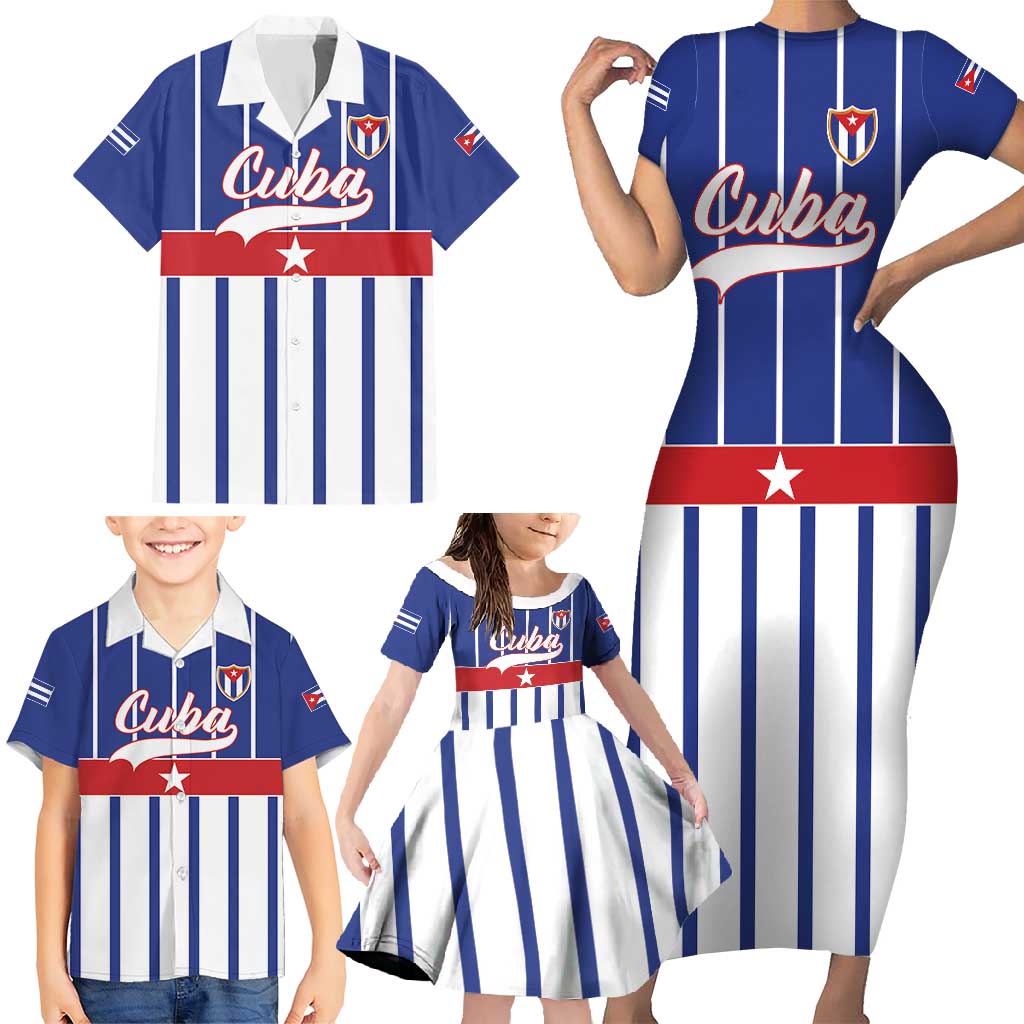 Personalized Cuba Family Matching Short Sleeve Bodycon Dress and Hawaiian Shirt Simple Sporty Style - Wonder Print Shop