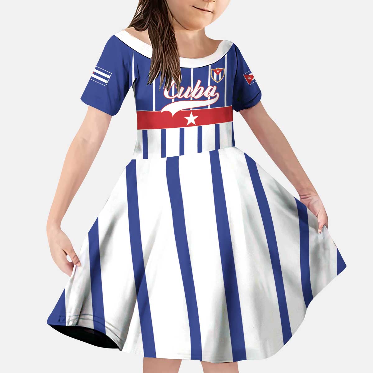 Personalized Cuba Kid Short Sleeve Dress Simple Sporty Style - Wonder Print Shop