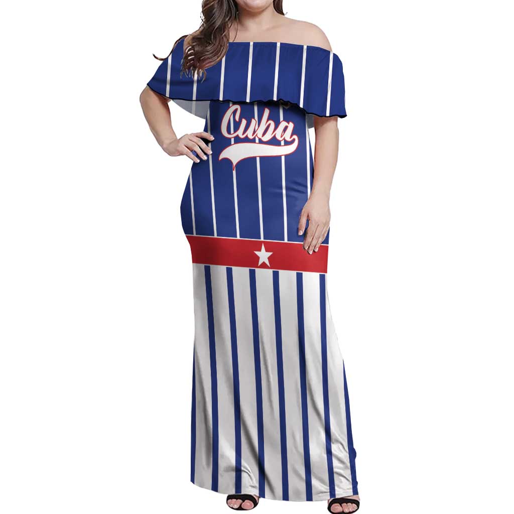 Personalized Cuba Off Shoulder Maxi Dress Simple Sporty Style - Wonder Print Shop