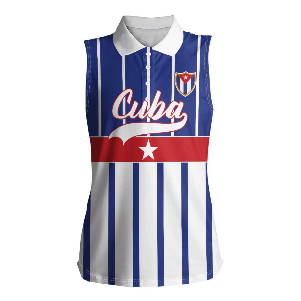 Personalized Cuba Women Sleeveless Polo Shirt Simple Sporty Style - Wonder Print Shop