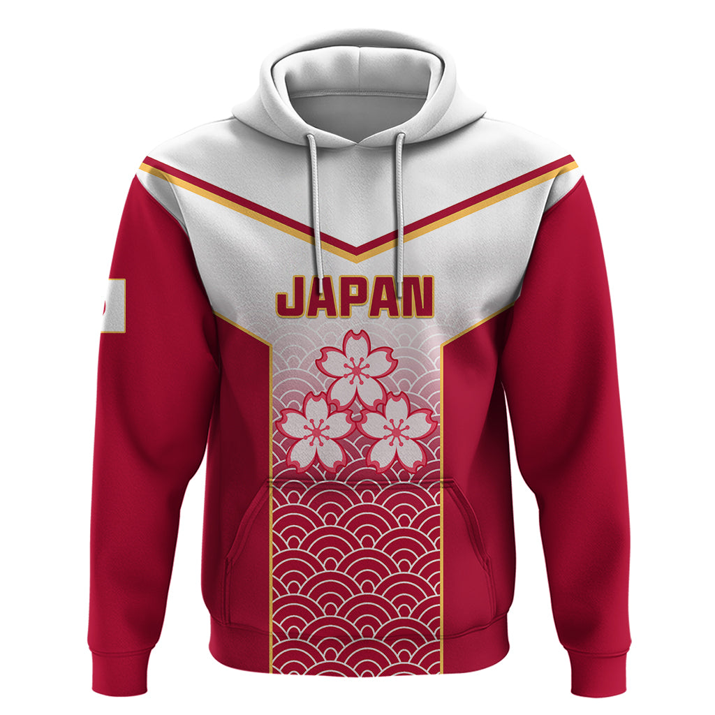 Japan Rugby Hoodie Brave Blossoms Japanese Motif Pattern - Wonder Print Shop