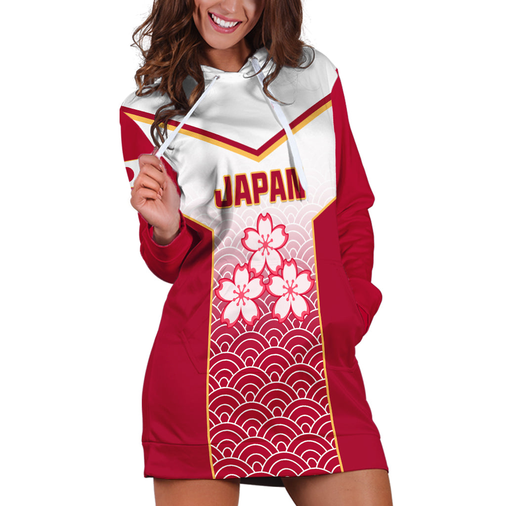 Japan Rugby Hoodie Dress Brave Blossoms Japanese Motif Pattern - Wonder Print Shop