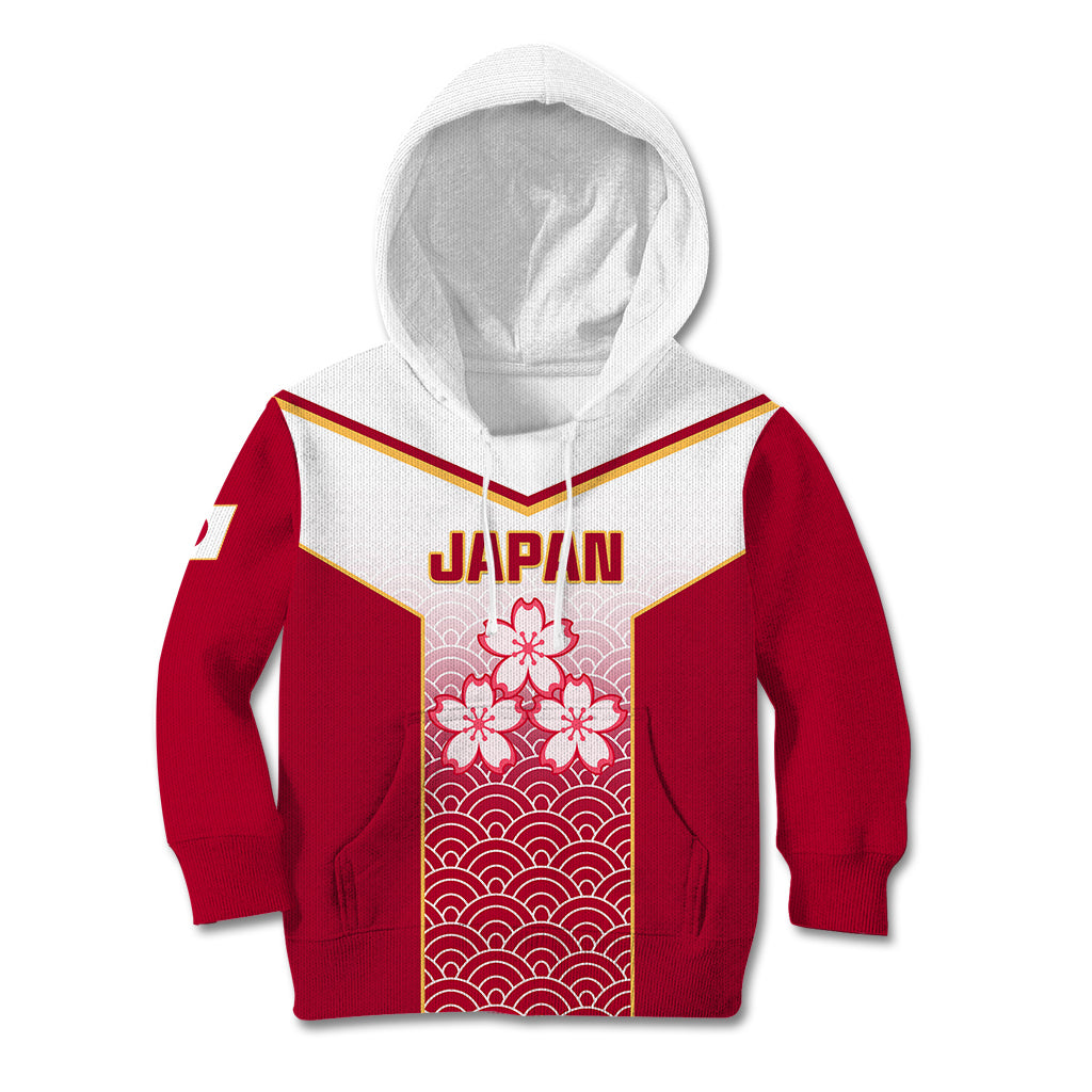 Japan Rugby Kid Hoodie Brave Blossoms Japanese Motif Pattern - Wonder Print Shop