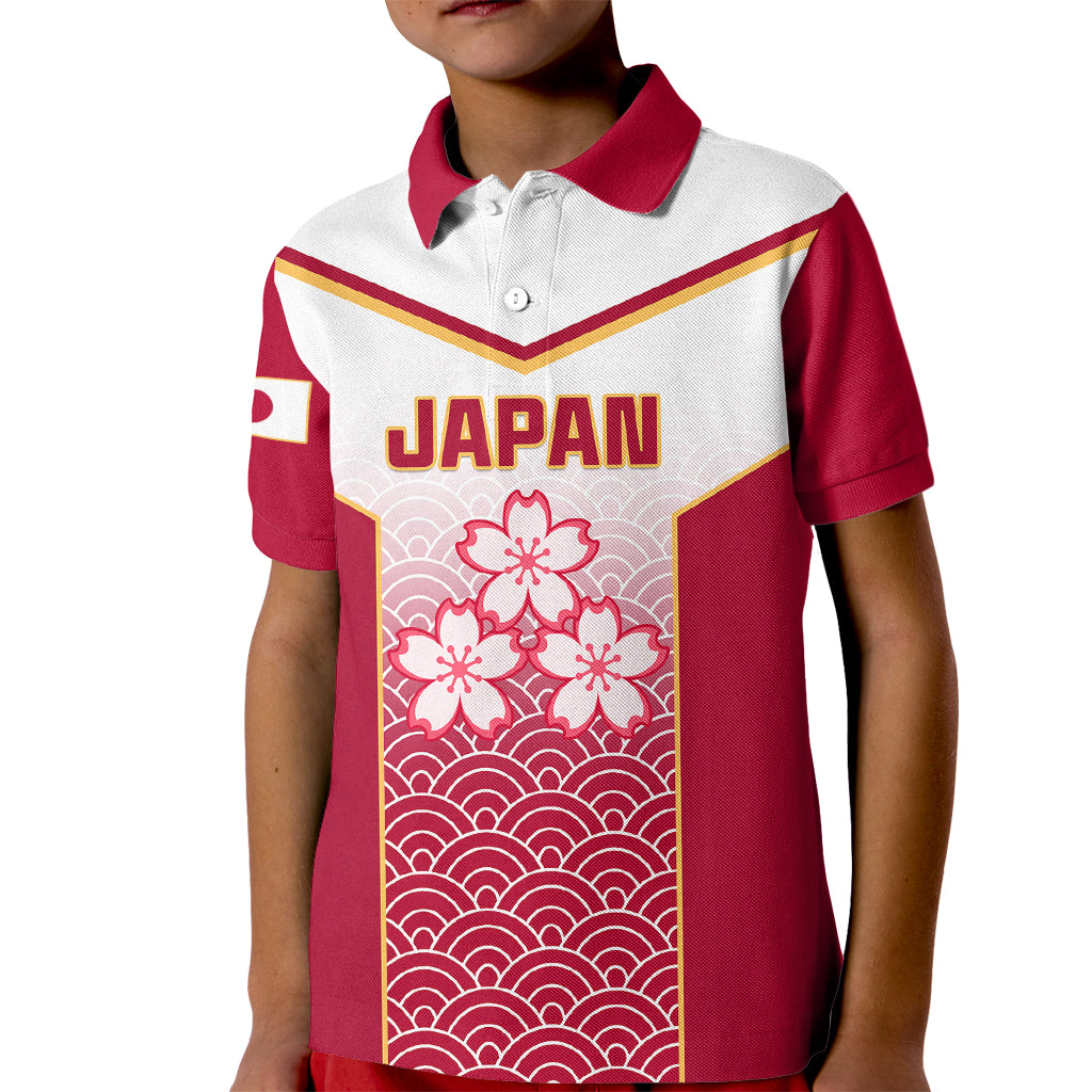 Japan Rugby Kid Polo Shirt Brave Blossoms Japanese Motif Pattern - Wonder Print Shop