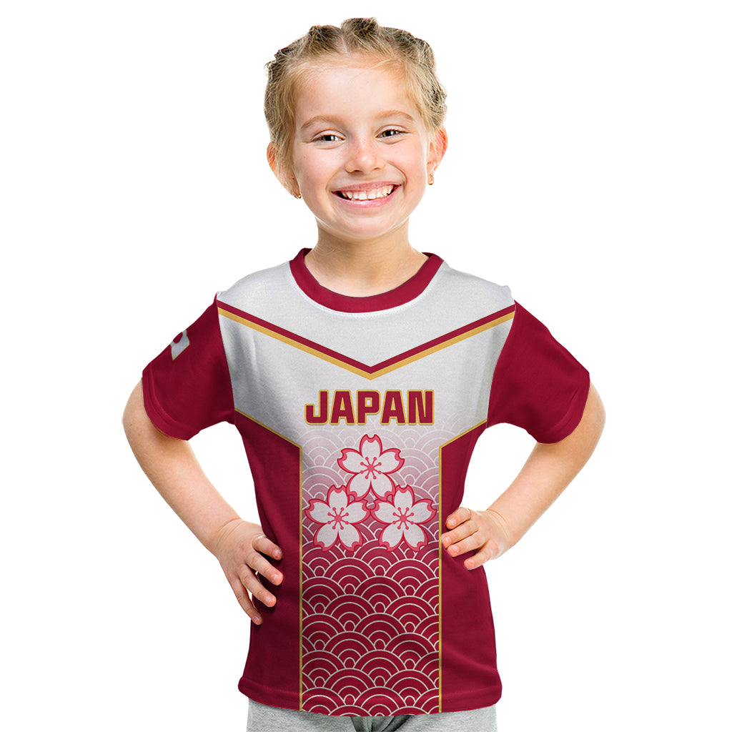 Japan Rugby Kid T Shirt Brave Blossoms Japanese Motif Pattern - Wonder Print Shop