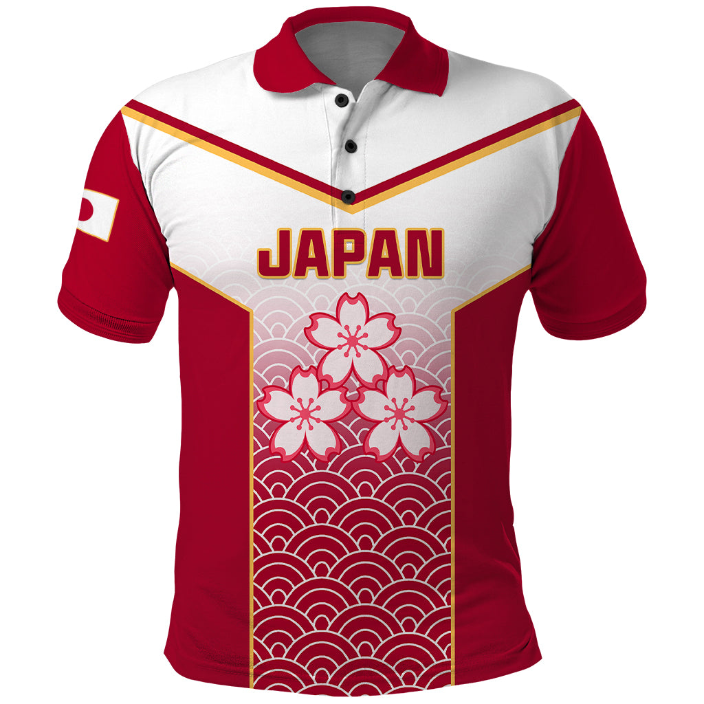 Japan Rugby Polo Shirt Brave Blossoms Japanese Motif Pattern - Wonder Print Shop