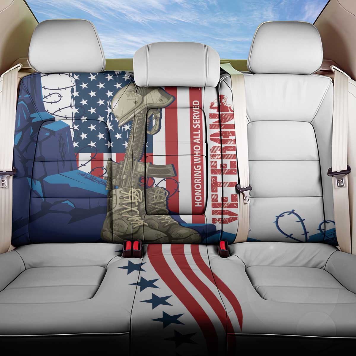 Happy Veterans Day Back Car Seat Cover Honoring All Who Served - Wonder Print Shop