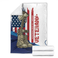 Folded Veterans Day blanket set with U.S. flag and soldier boots print