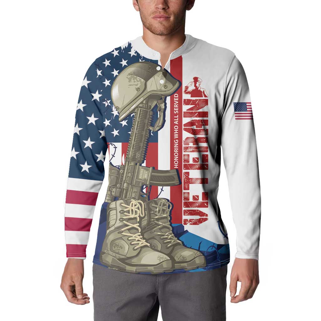 Patriotic soldier boot graphic sweatshirt with flag stripe sleeves