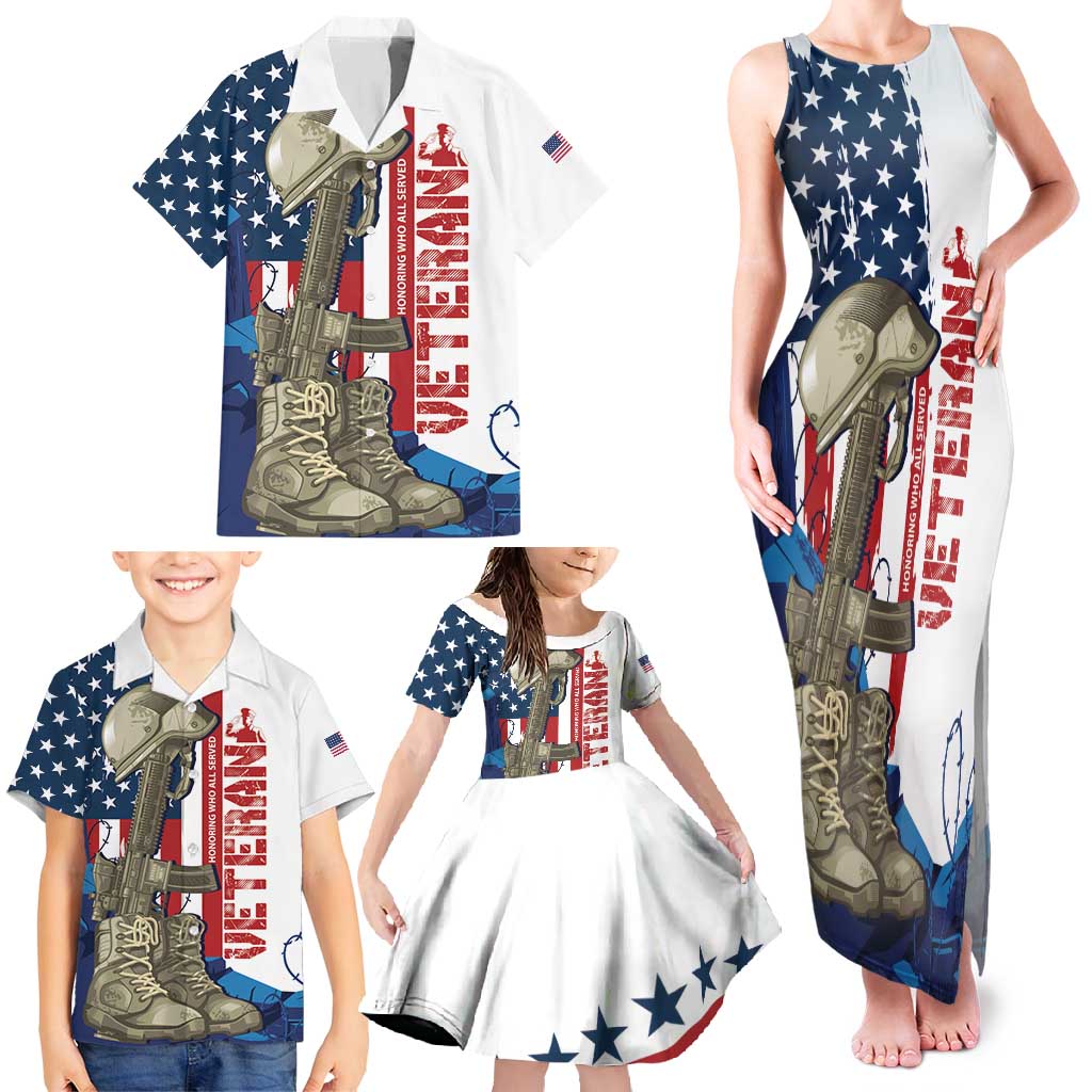 Happy Veterans Day Family Matching Tank Maxi Dress and Hawaiian Shirt Honoring All Who Served - Wonder Print Shop