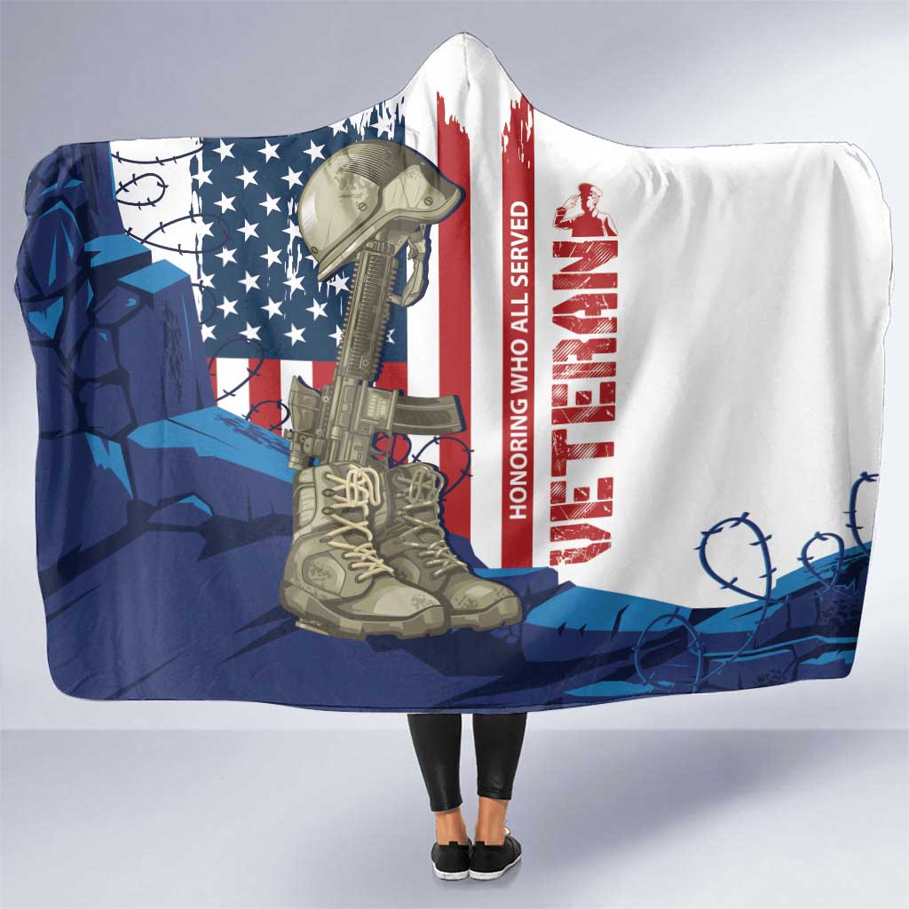 Happy Veterans Day Hooded Blanket Honoring All Who Served