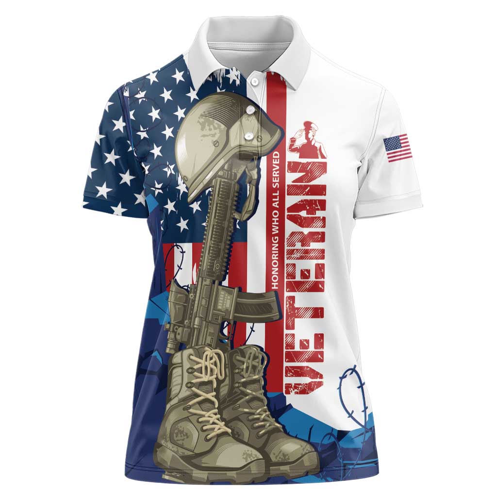 Happy Veterans Day Women Polo Shirt Honoring All Who Served