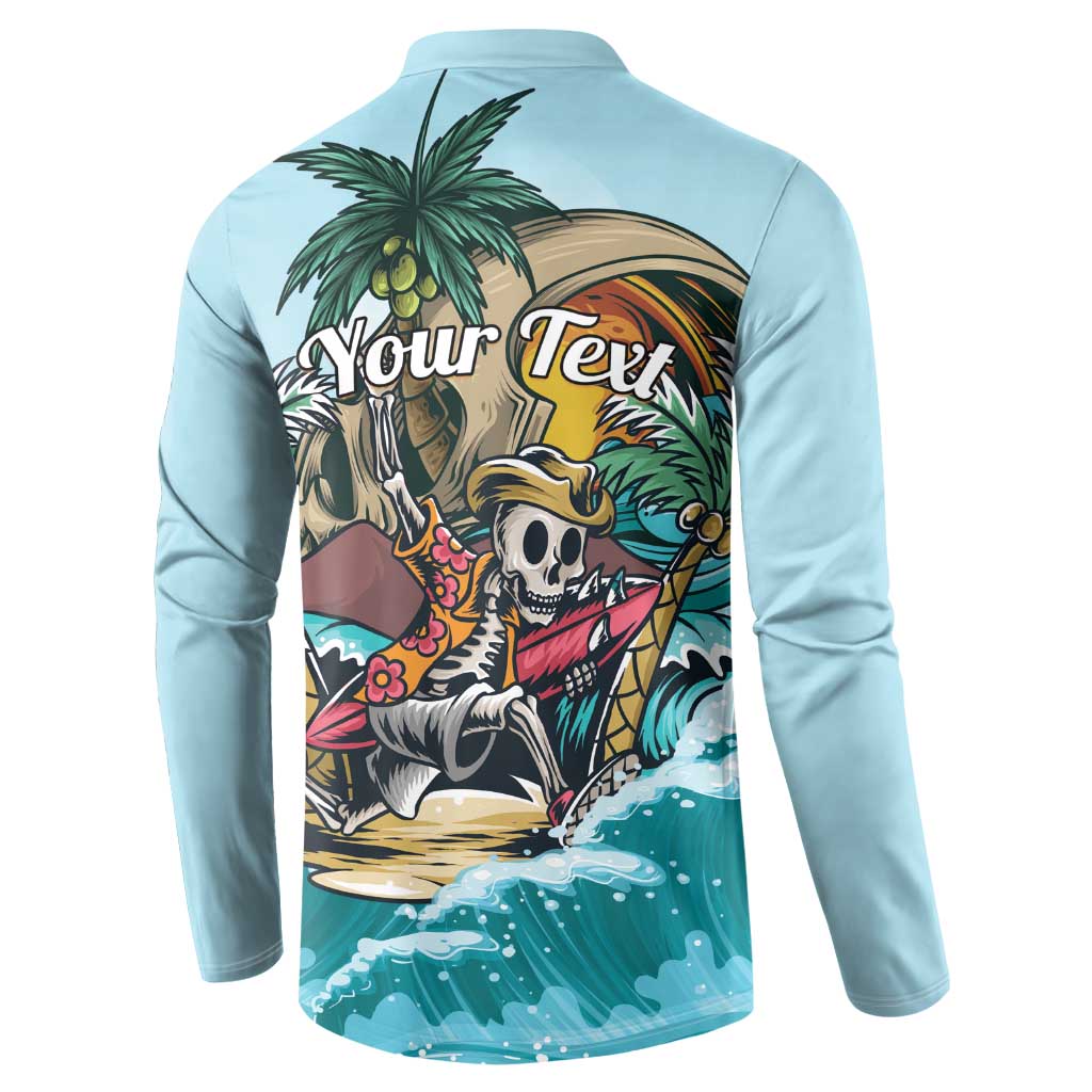 Light blue pullover sweatshirt with back Aloha skull and Your Text