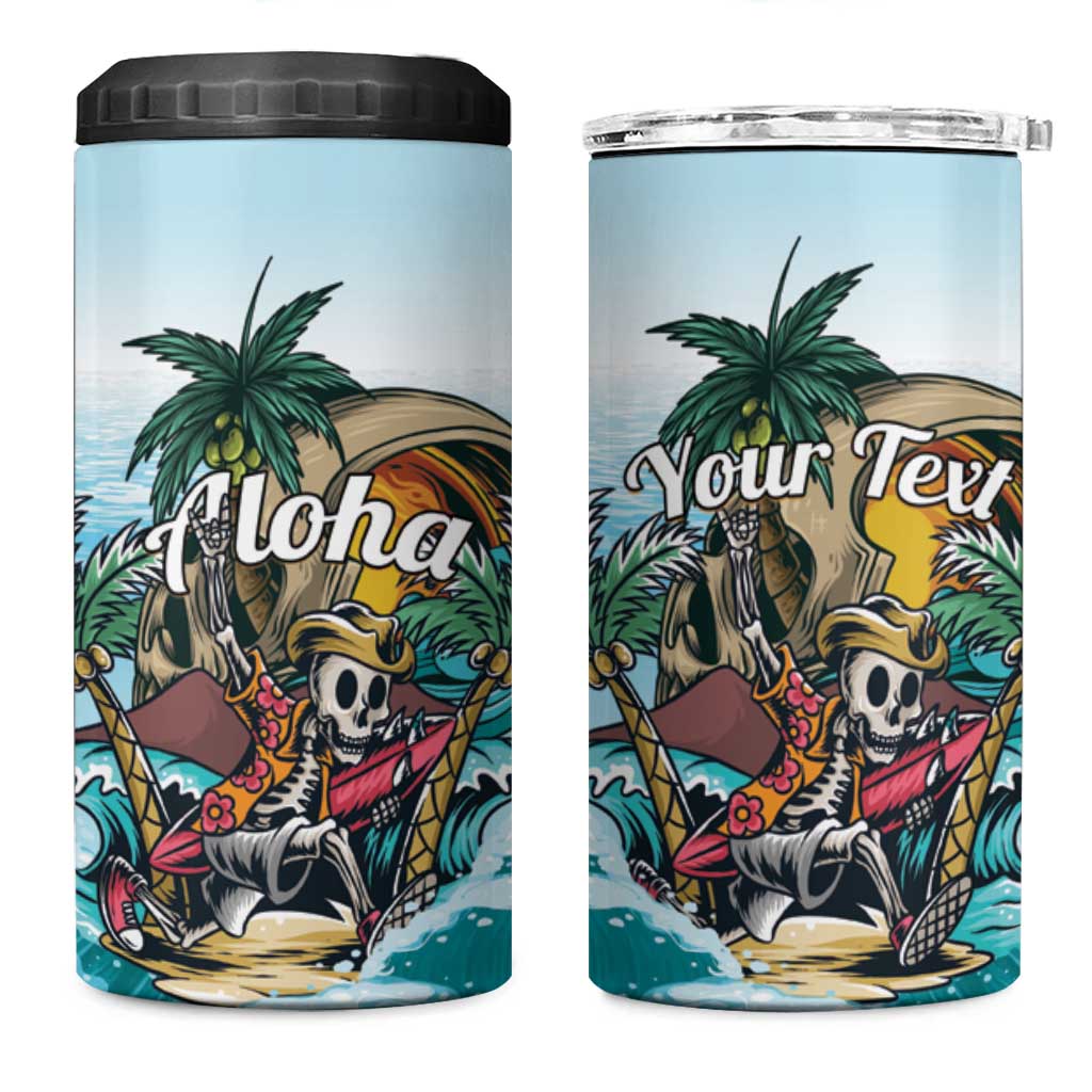 Personalized Aloha Hawaii Skeleton 4 in 1 Can Cooler Tumbler Tropical Summer Vibe - Wonder Print Shop