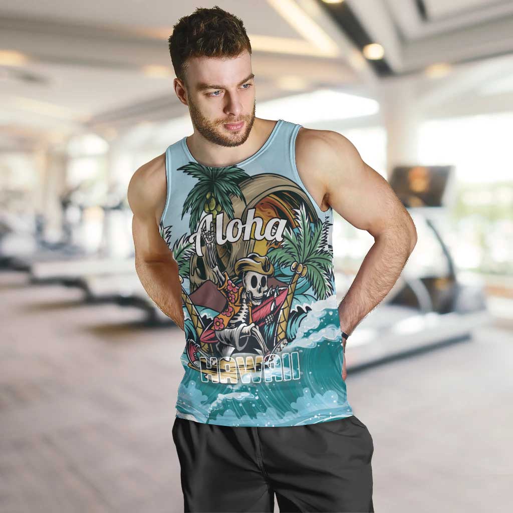 Personalized Aloha Hawaii Skeleton Men Tank Top Tropical Summer Vibe - Wonder Print Shop