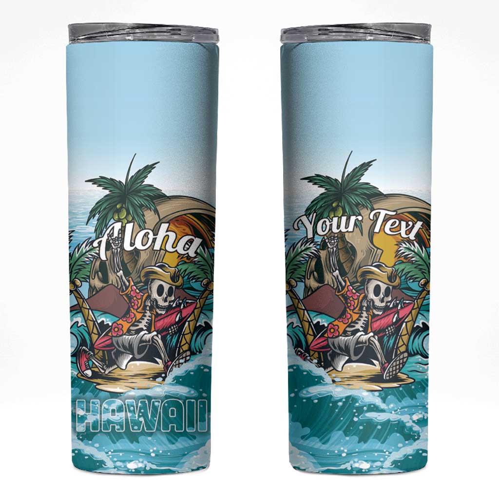 Personalized Aloha Hawaii Skeleton Skinny Tumbler Tropical Summer Vibe - Wonder Print Shop