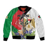 Personalized Palestine bomber jacket, multicolor green red white with front zip and graphic