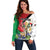 Personalized Palestine Off Shoulder Sweater Mountain Gazelle With Faqqua Iris - Wonder Print Shop