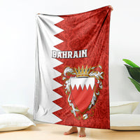 Bahrain-themed red and white blanket with coat-of-arms and BAHRAIN text
