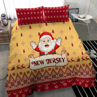 Yellow and red duvet cover set with Santa waving and 'New Jersey' label