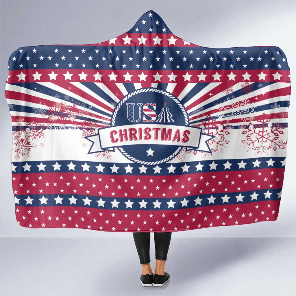 USA Christmas Hooded Blanket The Stars and Stripes Xmas Style