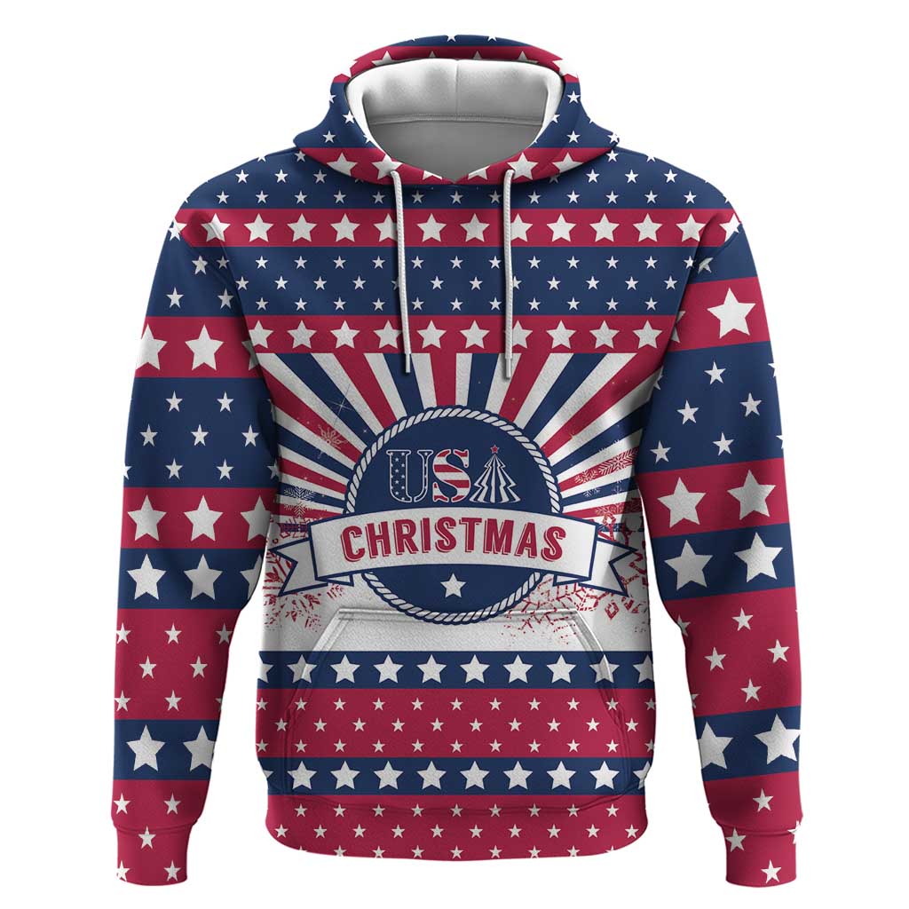 USA Christmas Hoodie The Stars and Stripes Xmas Style - Wonder Print Shop