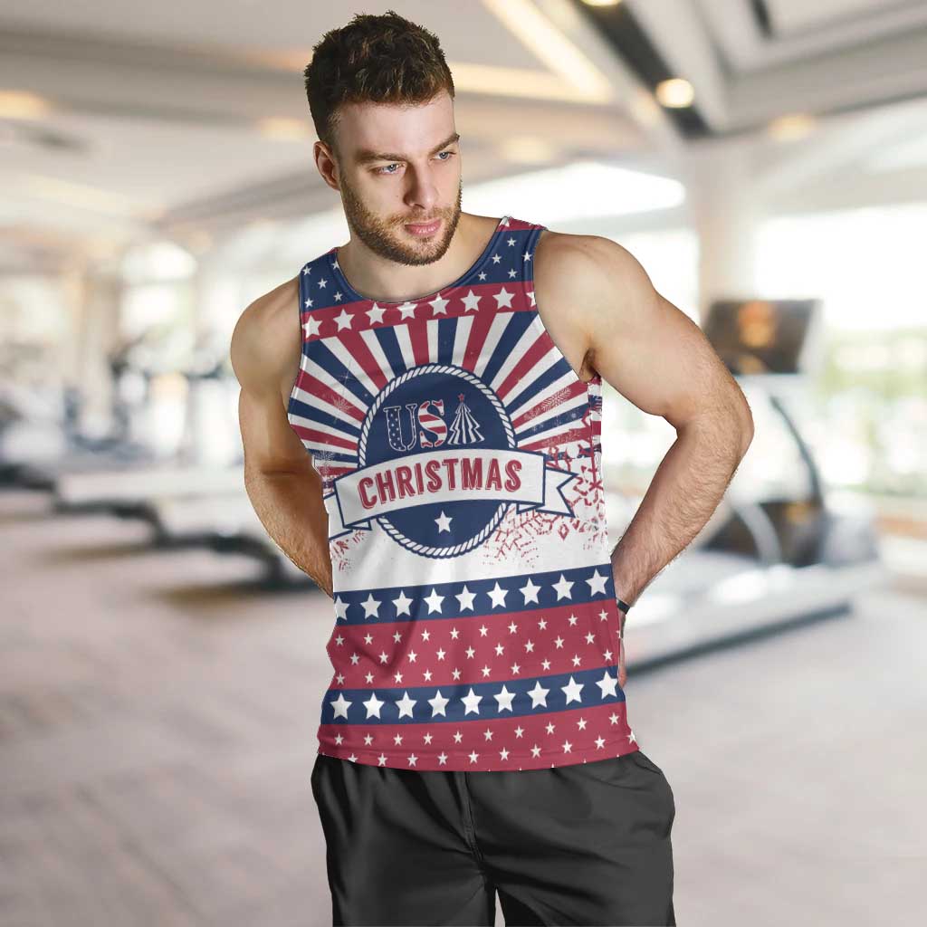 USA Christmas Men Tank Top The Stars and Stripes Xmas Style - Wonder Print Shop