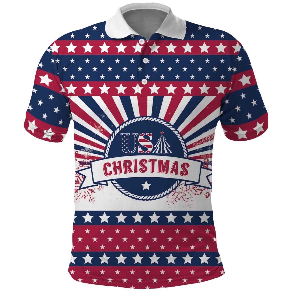 USA Christmas Polo Shirt The Stars and Stripes Xmas Style