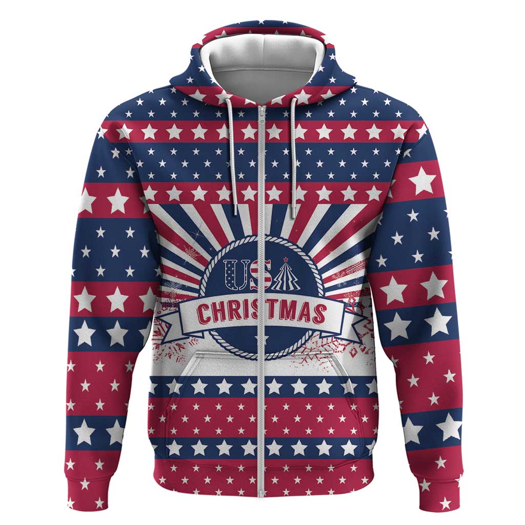 USA Christmas Zip Hoodie The Stars and Stripes Xmas Style - Wonder Print Shop